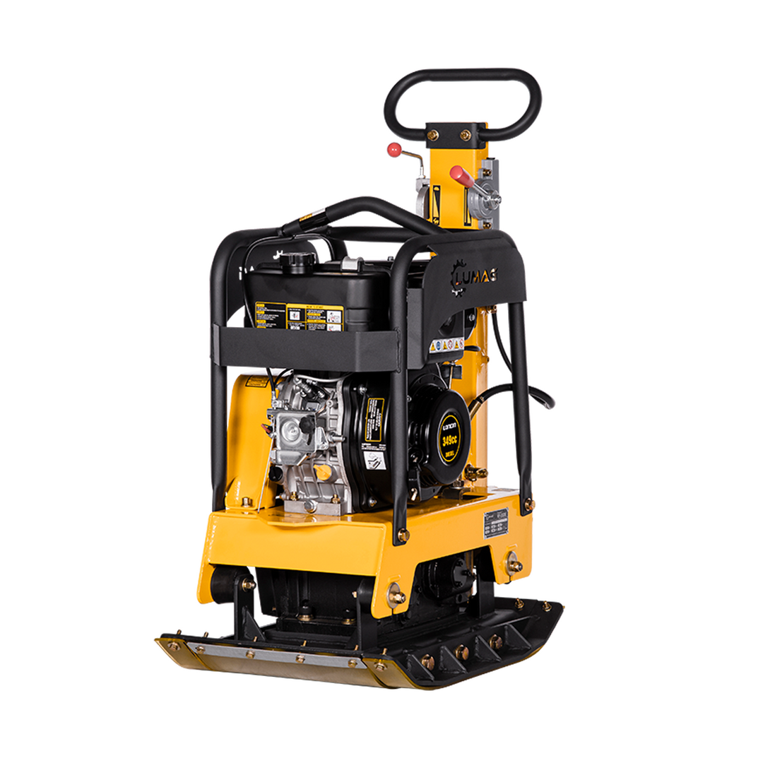 LUMAG RPi31D – Rüttelplatte reversierbar mit 199 kg inkl. Transportfahrwerk und Gummimatte